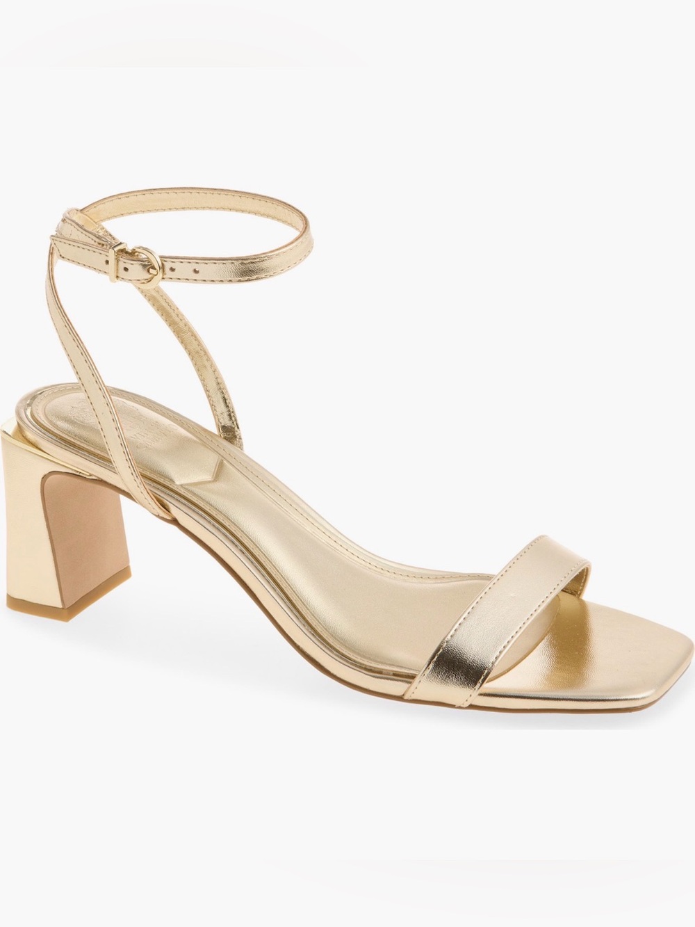 Vince Camuto Metallic Gold Ankle-Strap Block Heel Sandal WORN ONCE